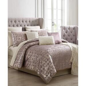 Hallmart Collectibles Sadie 14 Piece Queen Comforter Set Blush/Gold